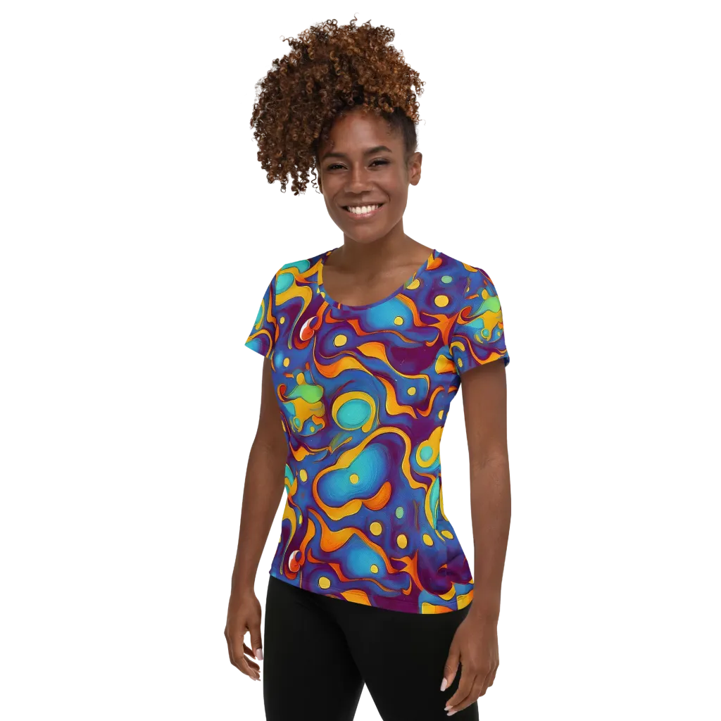 Pelton Swirl on Women's Athletic T-Shirt — Left