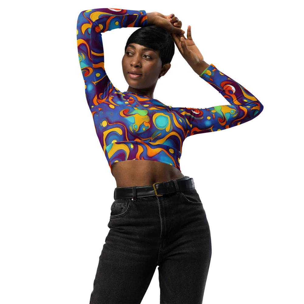 Pelton Swirl on Long Sleeve Crop Top — Front