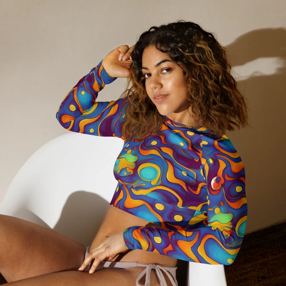 Pelton Swirl on Long Sleeve Crop Top — Left Front