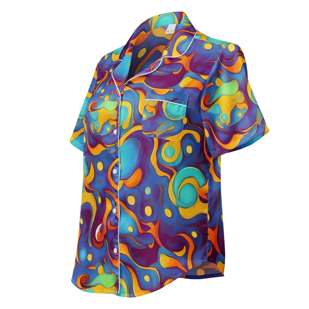 Pelton Swirl on Women's Short Sleeve Pajama Top — Left Front
