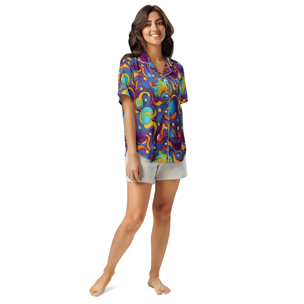 Pelton Swirl on Women's Short Sleeve Pajama Top — Front