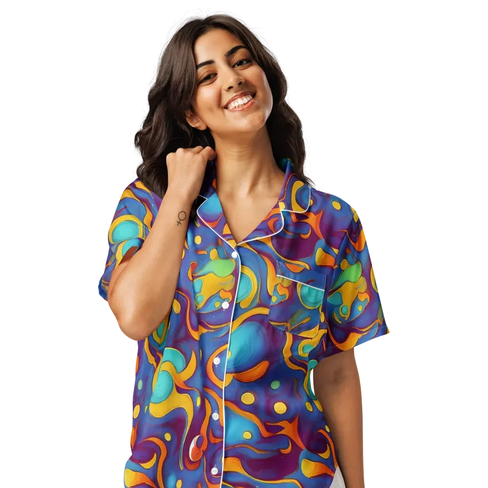 Pelton Swirl on Women's Short Sleeve Pajama Top — Front