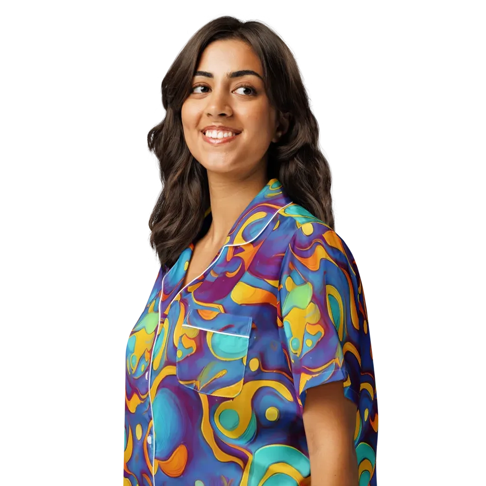 Pelton Swirl on Women's Short Sleeve Pajama Top — Left Front