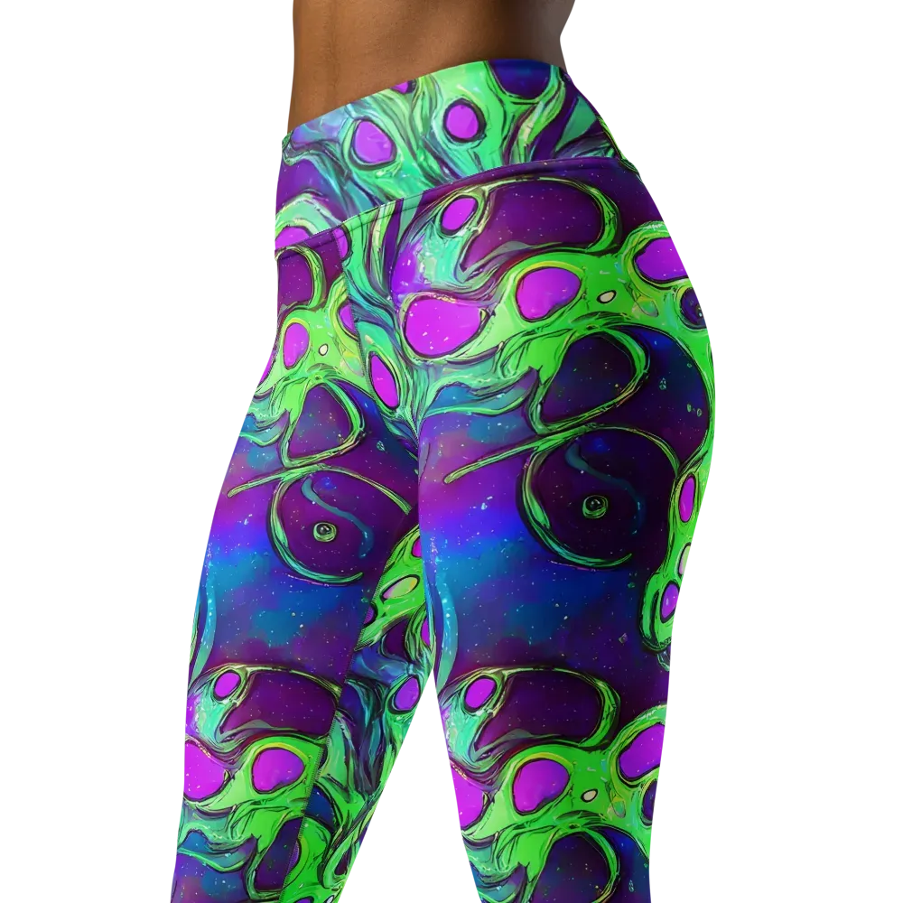 Funky Mutation on Yoga Leggings — Left Front