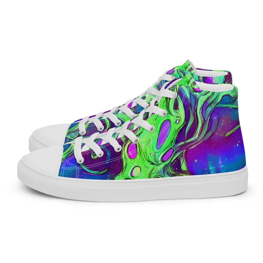Funky Mutation on Men's High Top Canvas Shoes — Left