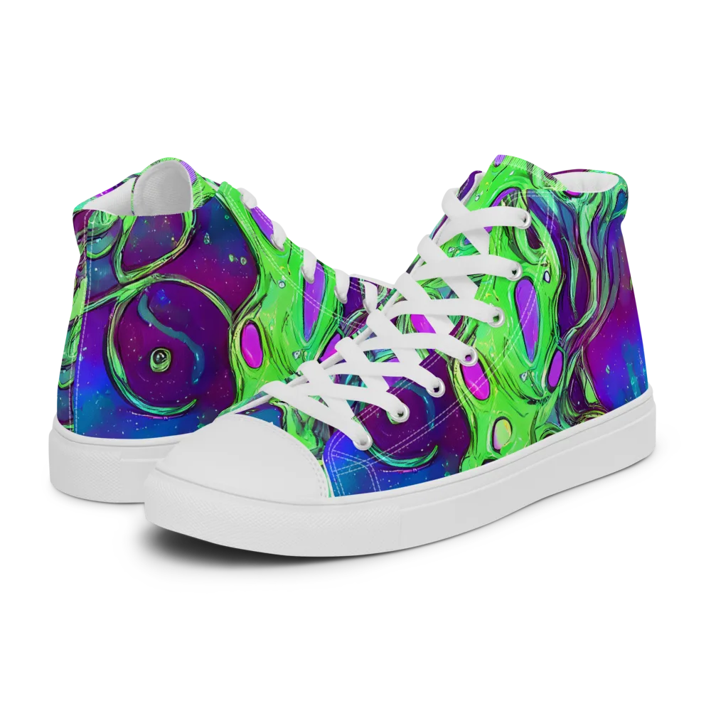 Funky Mutation on Men's High Top Canvas Shoes — Left