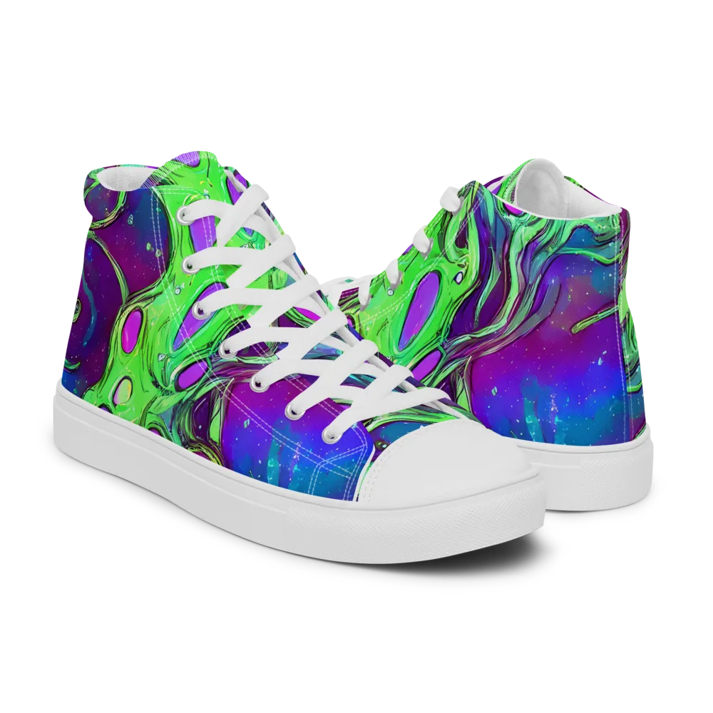 Funky Mutation on Men's High Top Canvas Shoes — Right