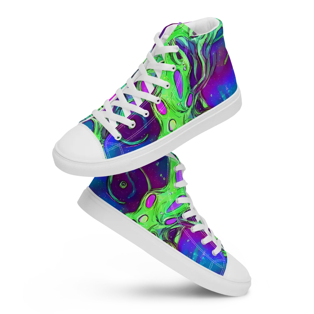 Funky Mutation on Men's High Top Canvas Shoes — Front