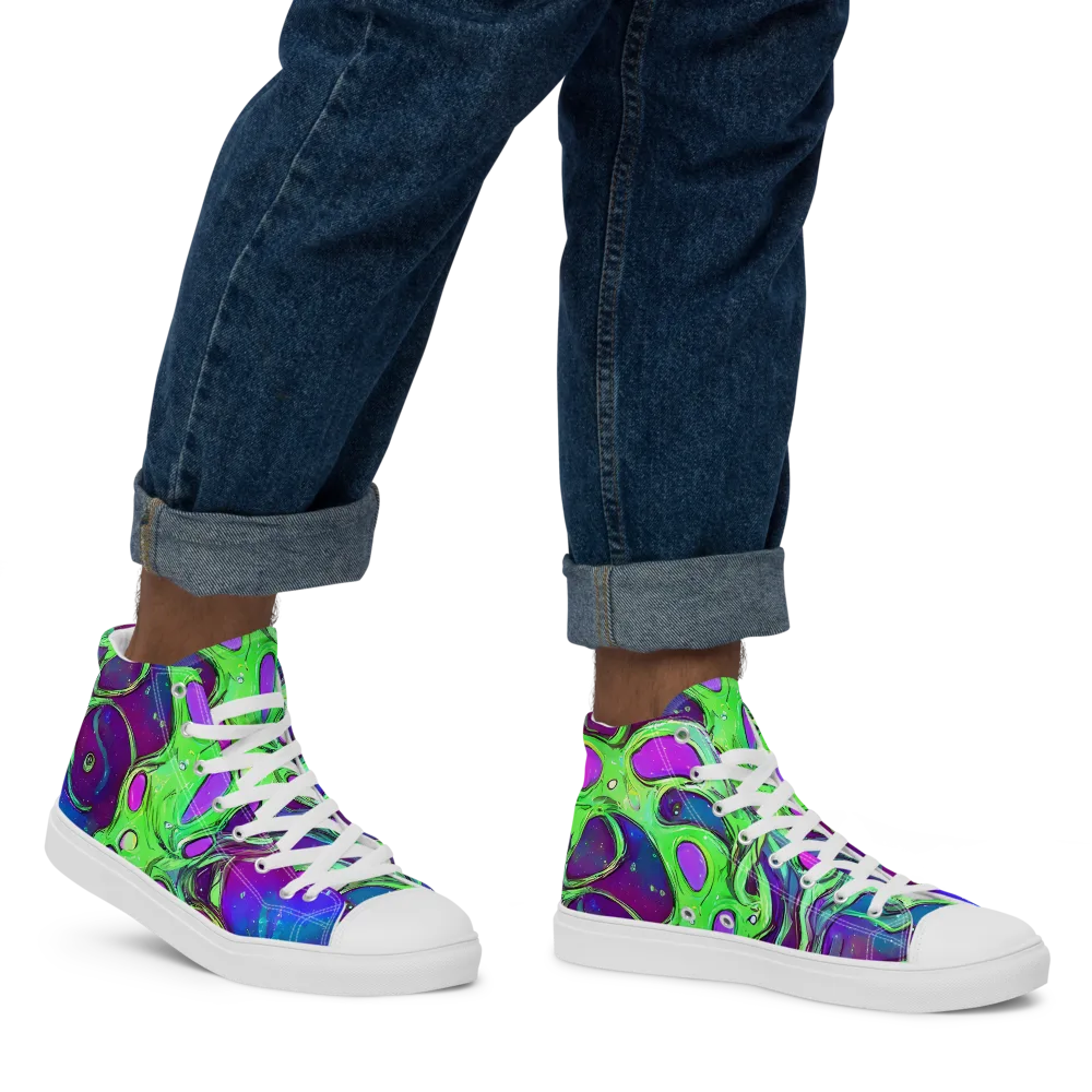 Funky Mutation on Men's High Top Canvas Shoes — Right