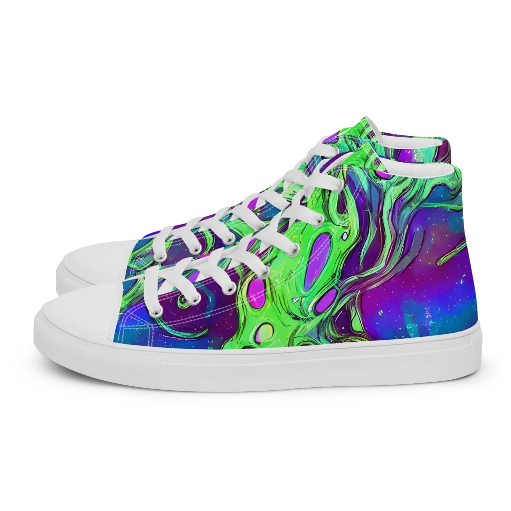 Funky Mutation on Women's High Top Canvas Shoes — Left