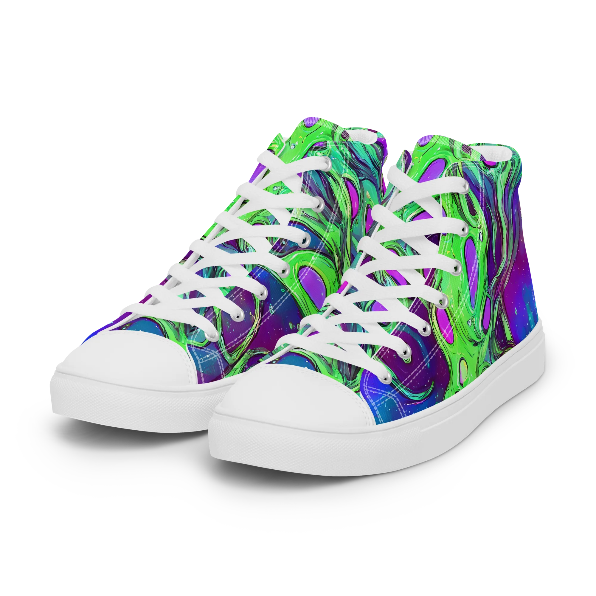 Funky Mutation on Women's High Top Canvas Shoes — Left Front