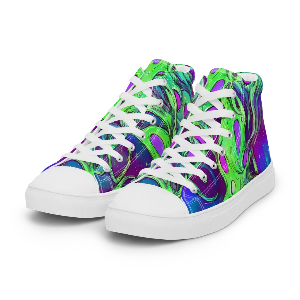 Funky Mutation on Women's High Top Canvas Shoes — Left Front