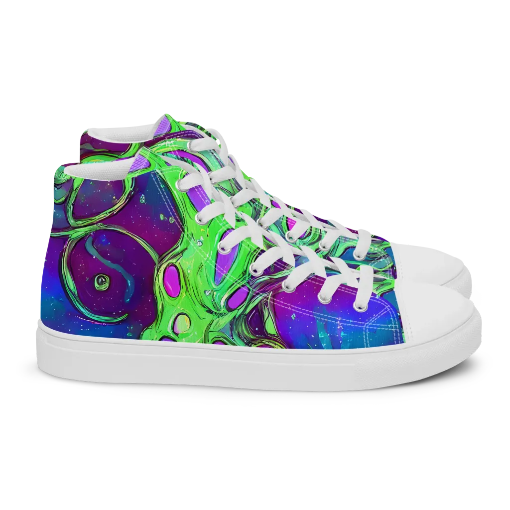 Funky Mutation on Women's High Top Canvas Shoes — Right