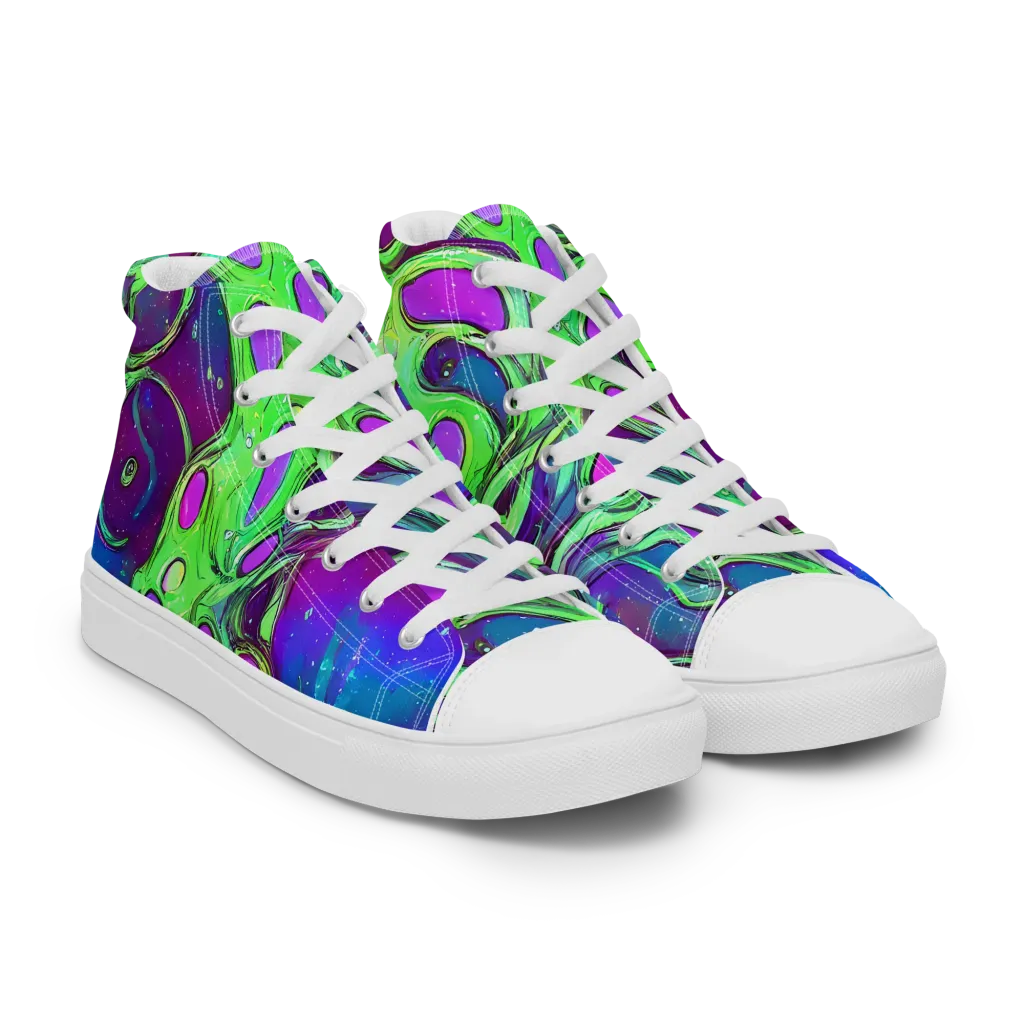 Funky Mutation on Women's High Top Canvas Shoes — Right Front