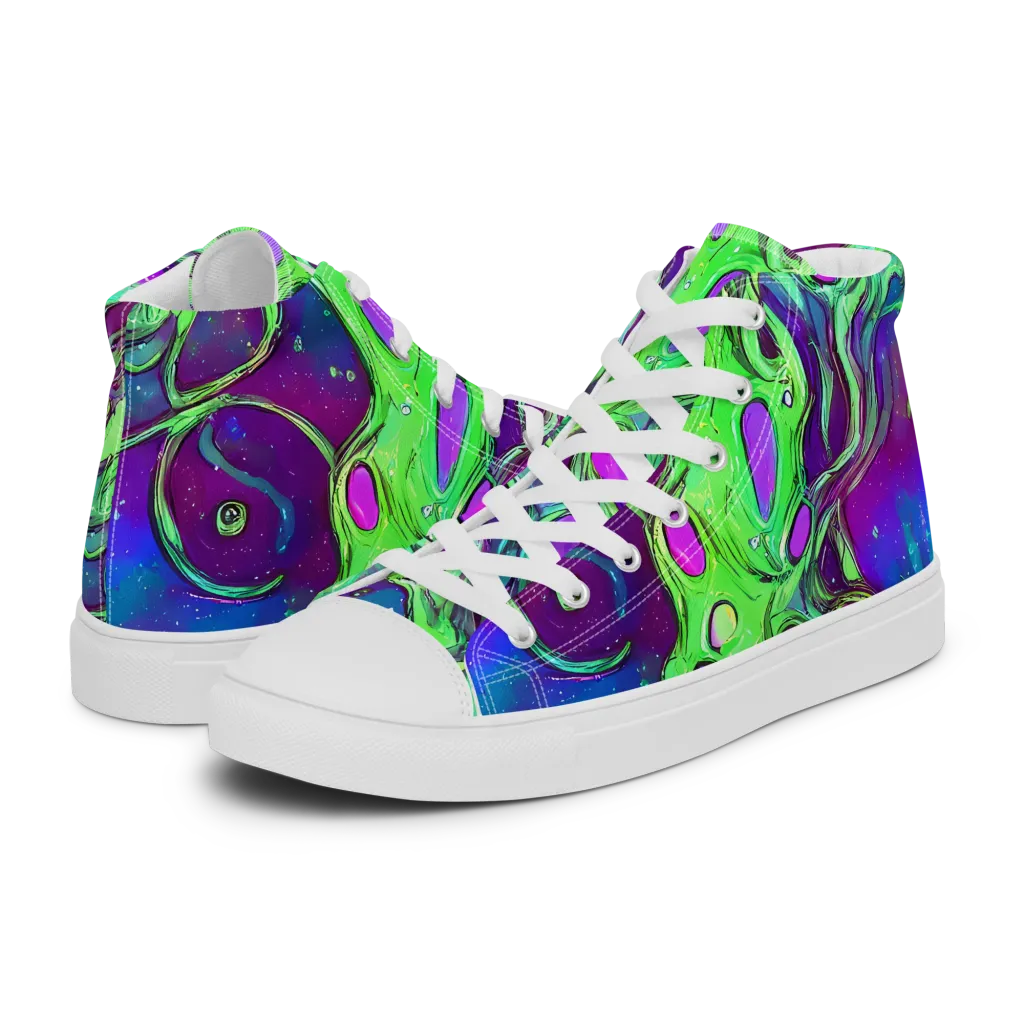Funky Mutation on Women's High Top Canvas Shoes — Left