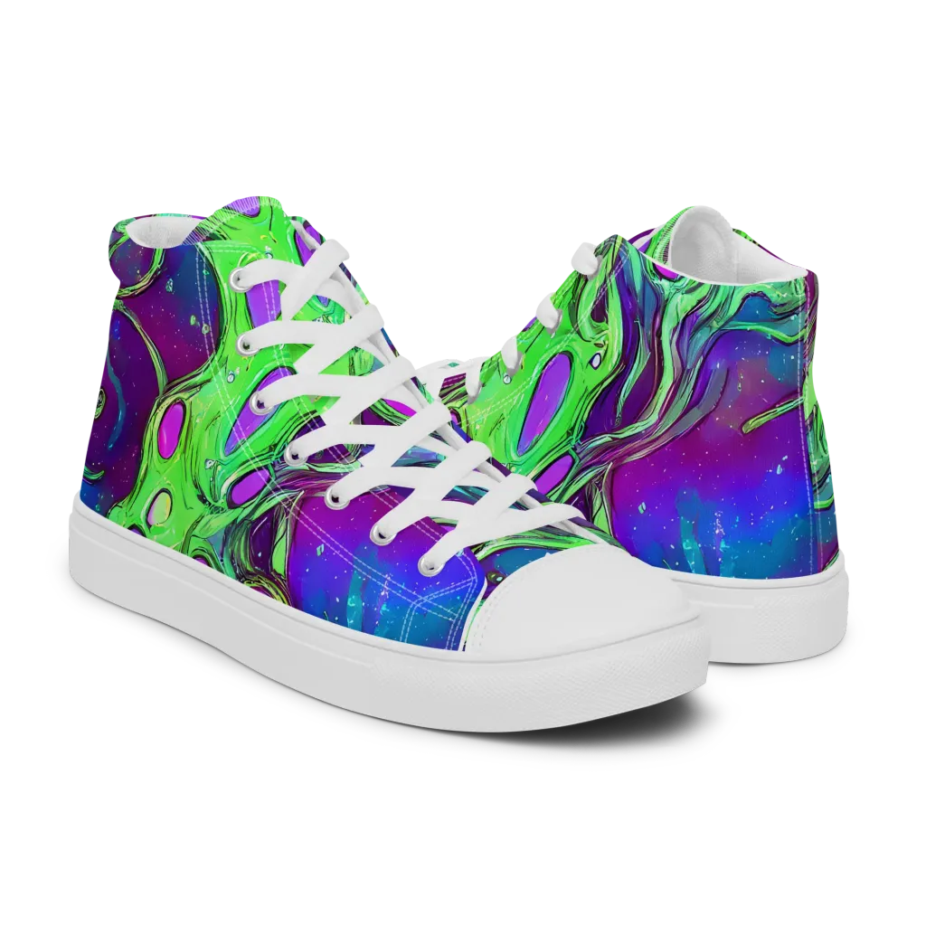 Funky Mutation on Women's High Top Canvas Shoes — Right