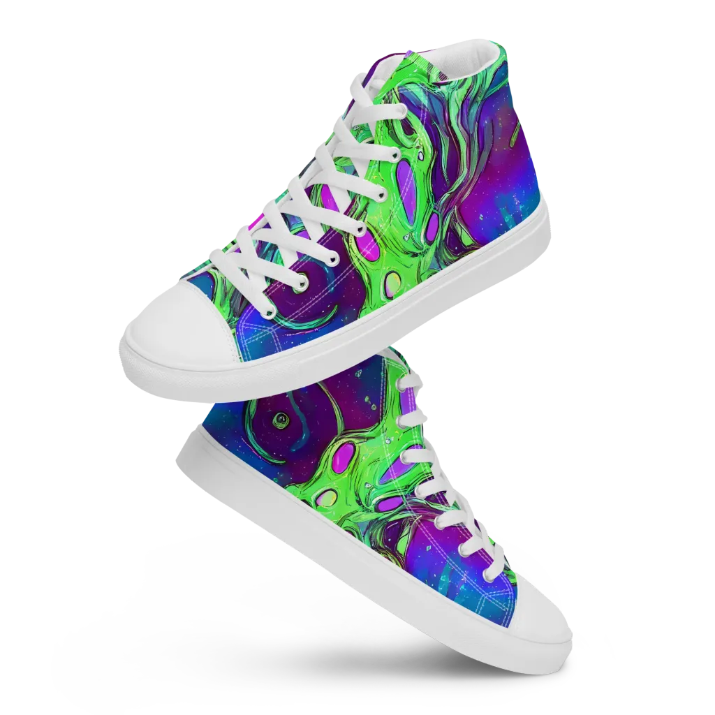 Funky Mutation on Women's High Top Canvas Shoes — Front