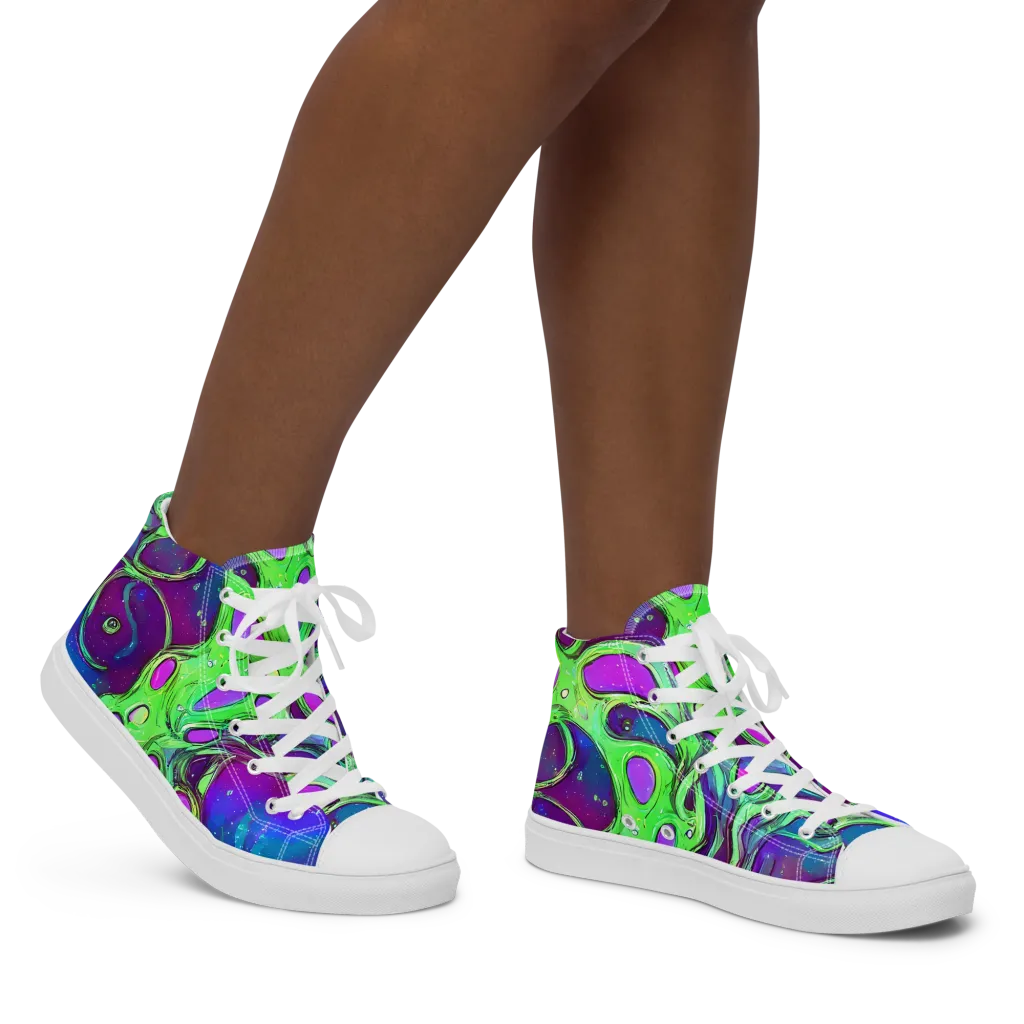 Funky Mutation on Women's High Top Canvas Shoes — Right