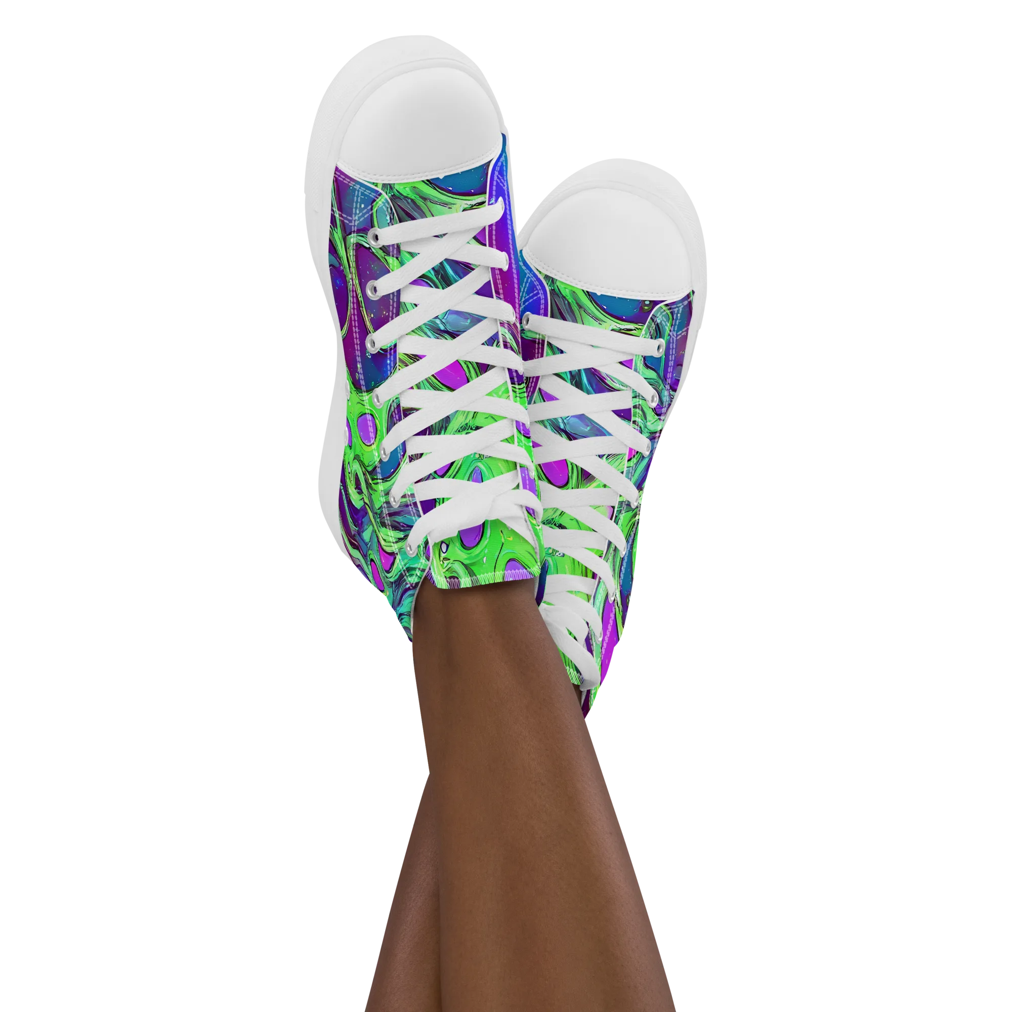 Funky Mutation on Women's High Top Canvas Shoes — Front