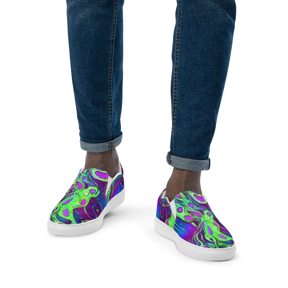 Funky Mutation on Men's Slip-On Canvas Shoes — Front