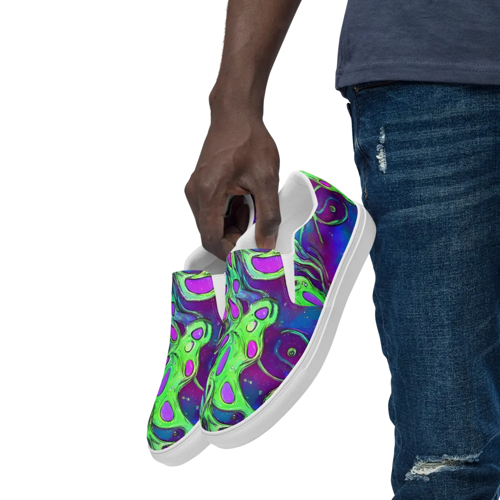 Funky Mutation on Men's Slip-On Canvas Shoes — Left Front