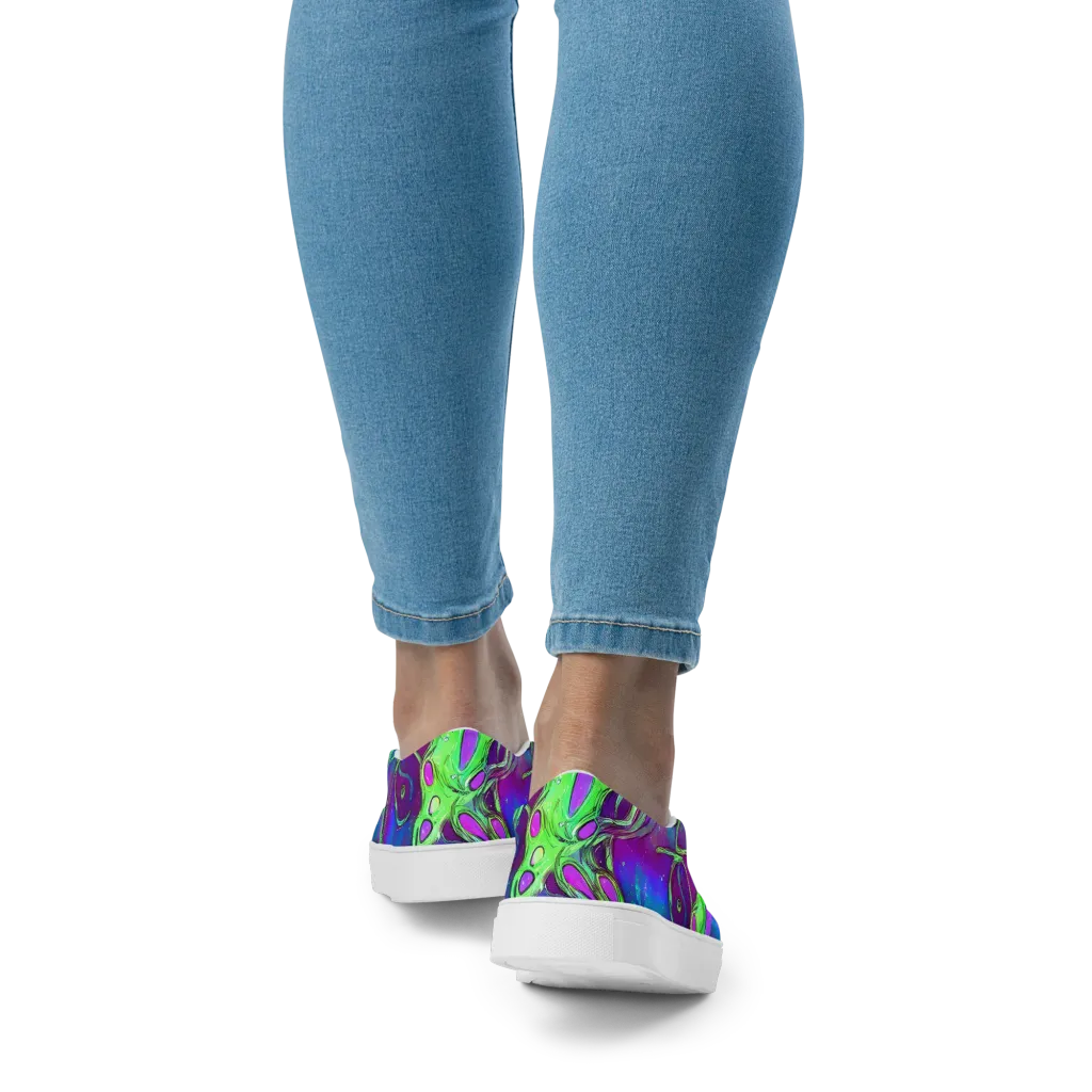 Funky Mutation on Women's Slip-On Canvas Shoes — Back