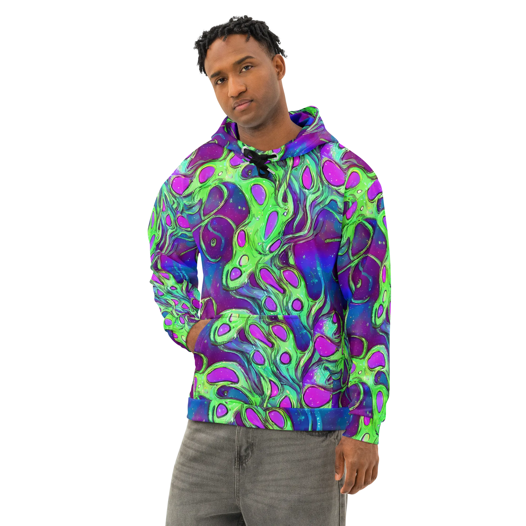 Funky Mutation on Cotton Hoodie — Left Front