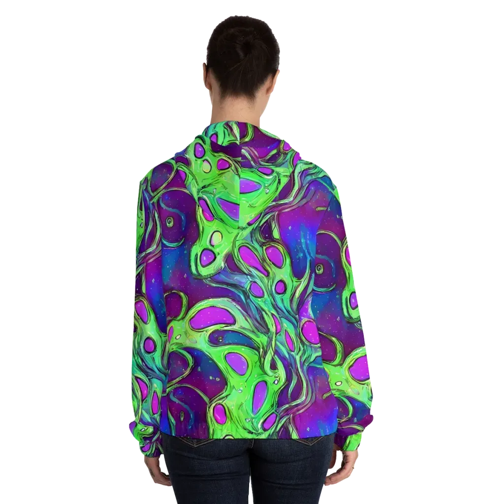 Funky Mutation on Women's Full-Zip Hoodie — Back On Person