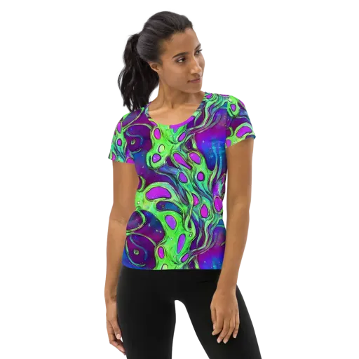 Funky Mutation on a Women's Athletic T-Shirt