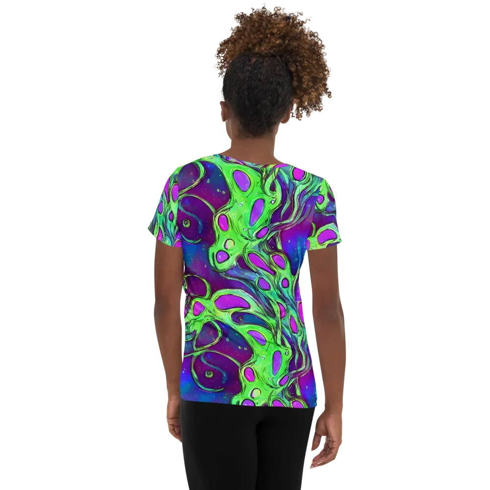 Funky Mutation on Women's Athletic T-Shirt — Back