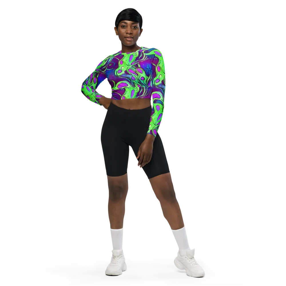 Funky Mutation on Long Sleeve Crop Top — Front