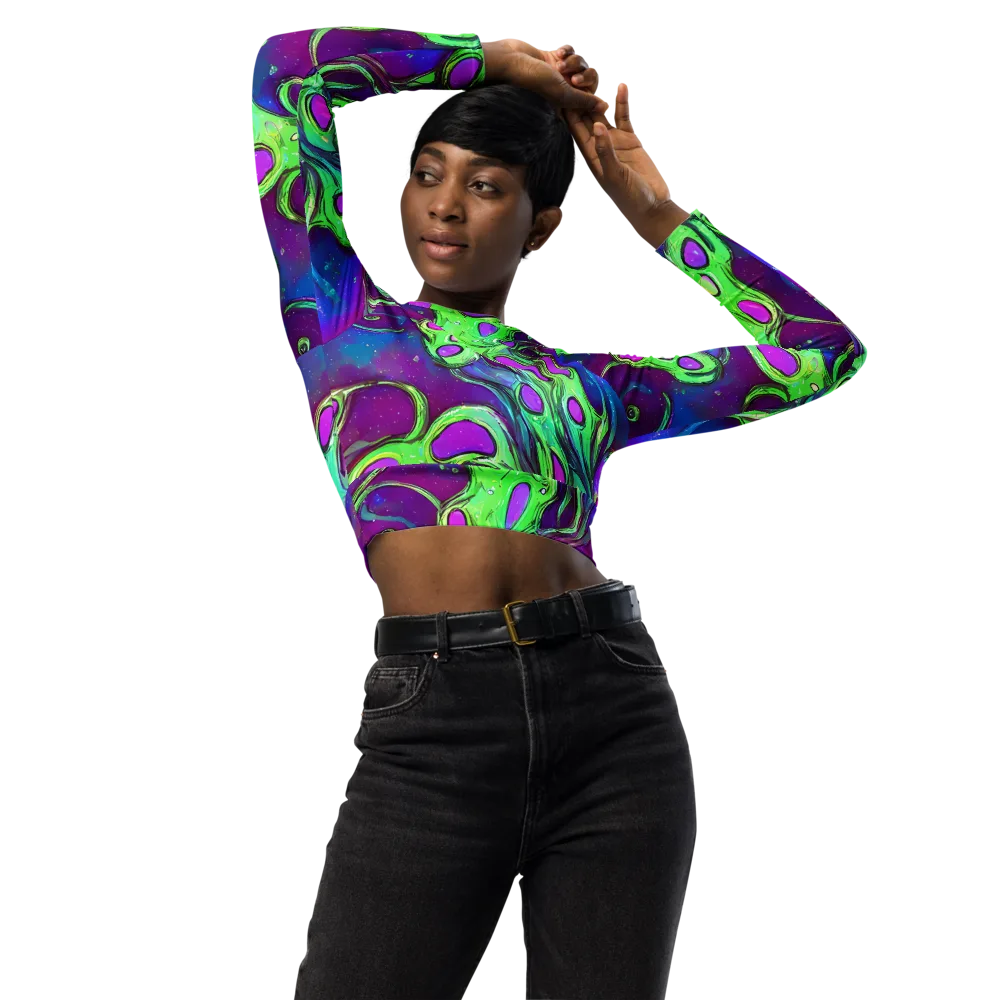 Funky Mutation on Long Sleeve Crop Top — Front