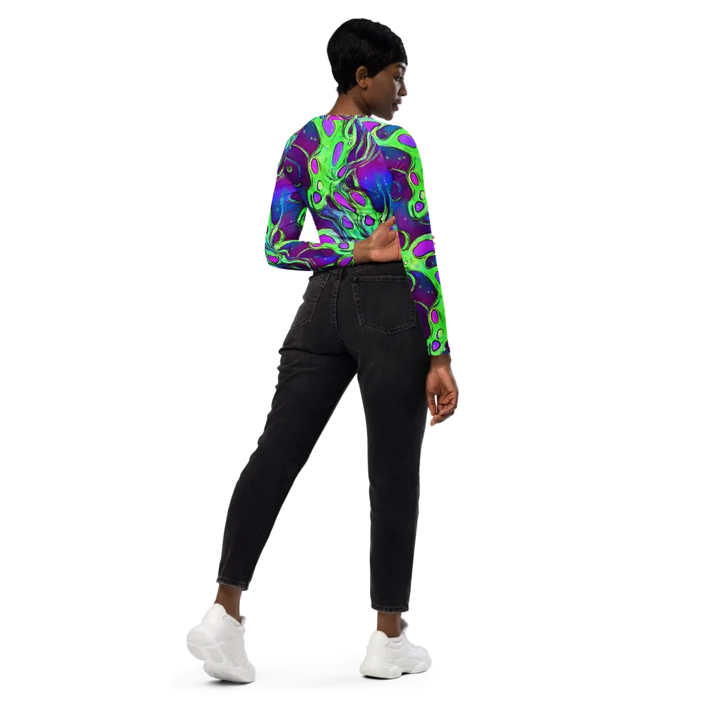 Funky Mutation on Long Sleeve Crop Top — Right Back
