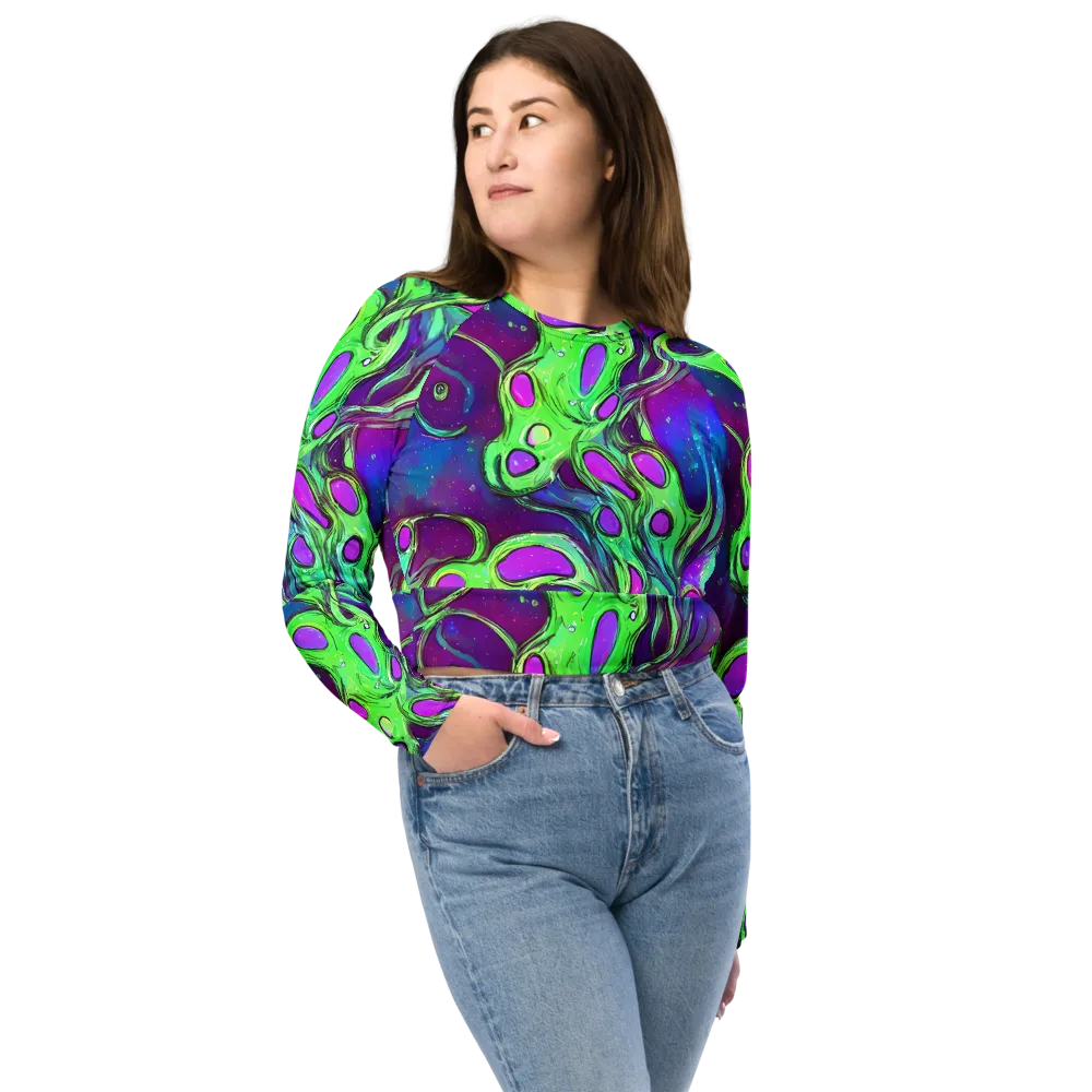 Funky Mutation on Long Sleeve Crop Top — Front