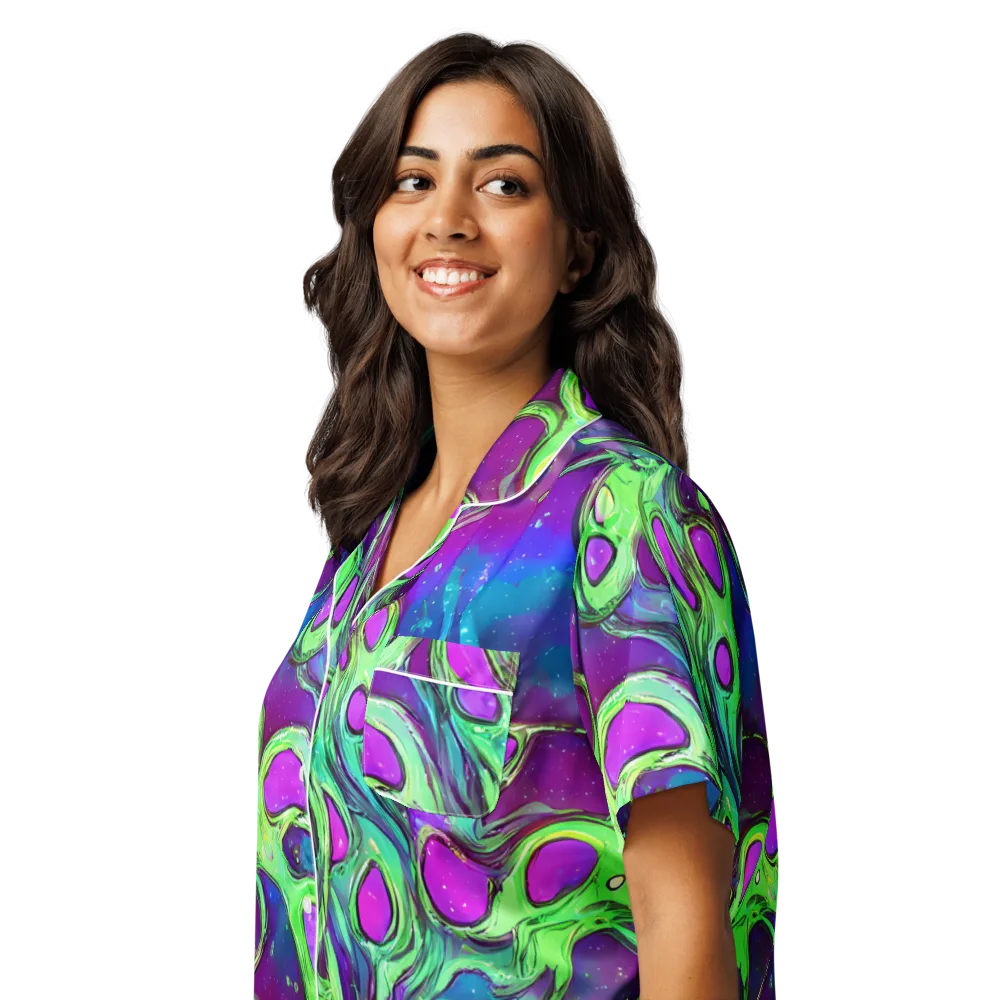 Funky Mutation on Women's Short Sleeve Pajama Top — Left Front