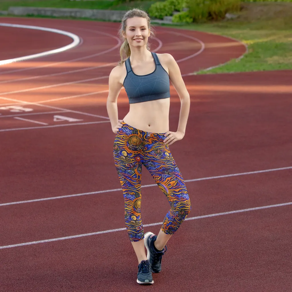 Mantegna Swirl on Capri Leggings — Front