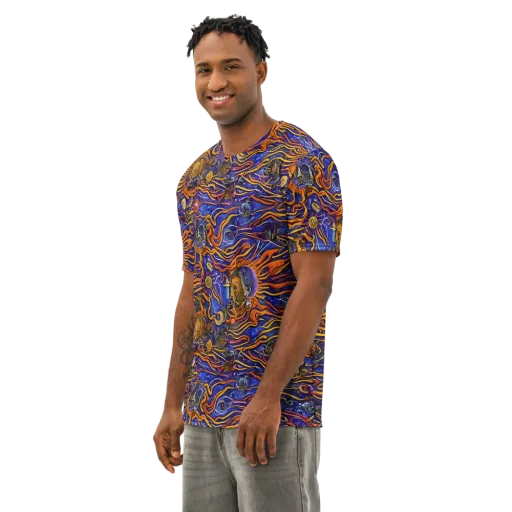 Mantegna Swirl on a Men's Cotton Crew Neck T-Shirt