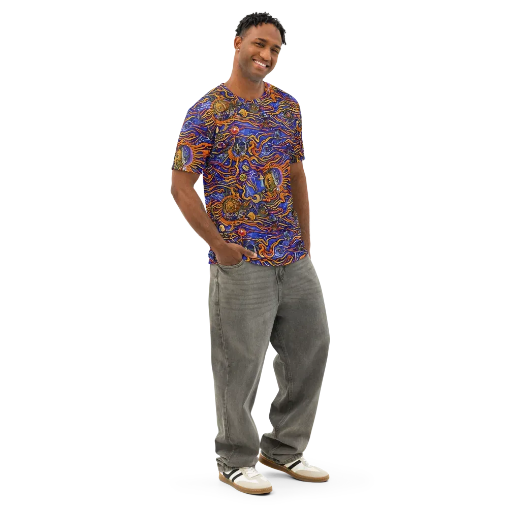 Mantegna Swirl on Men's Cotton Crew Neck T-Shirt — Right Front