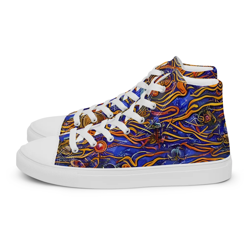 Mantegna Swirl on Men's High Top Canvas Shoes — Left