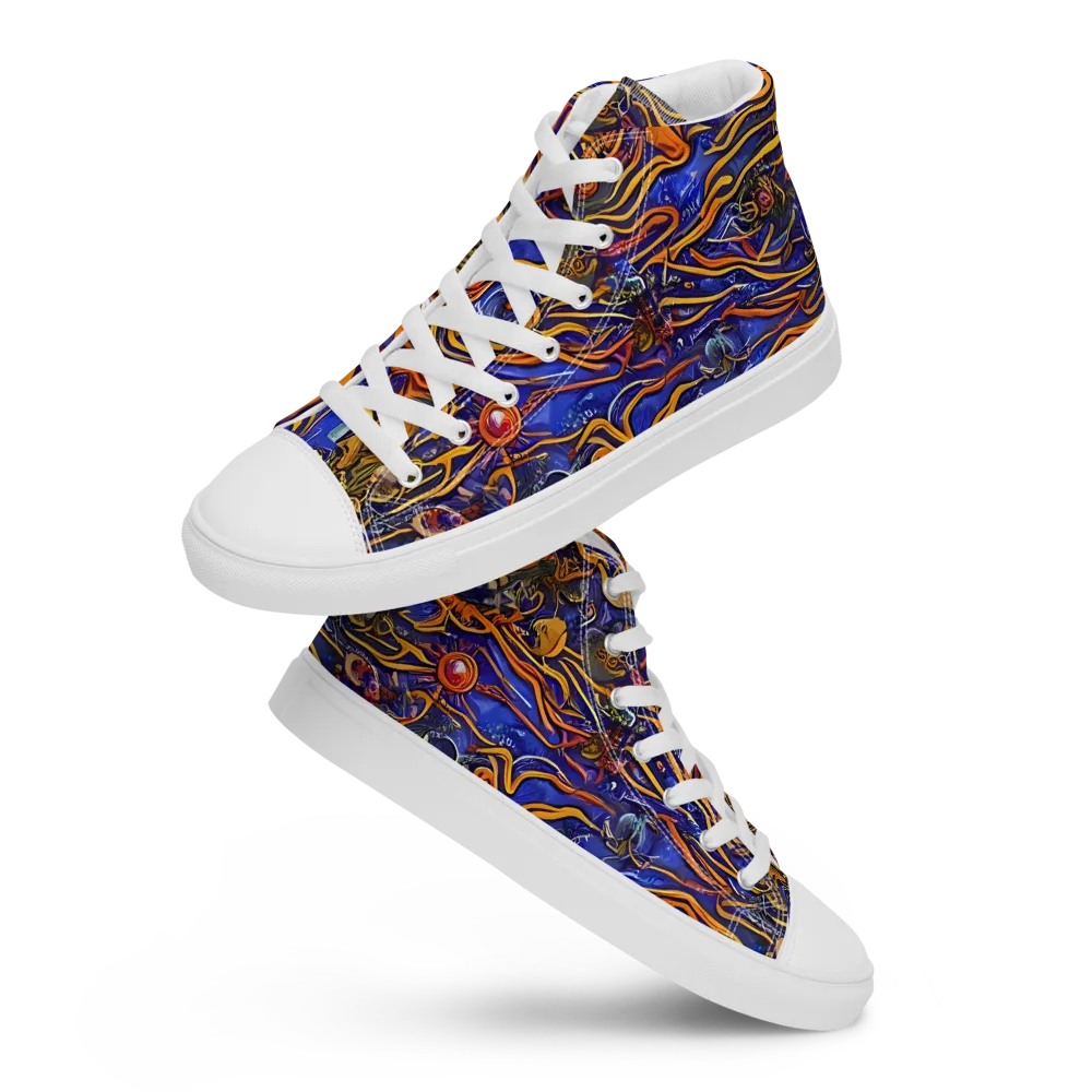 Mantegna Swirl on Men's High Top Canvas Shoes — Front