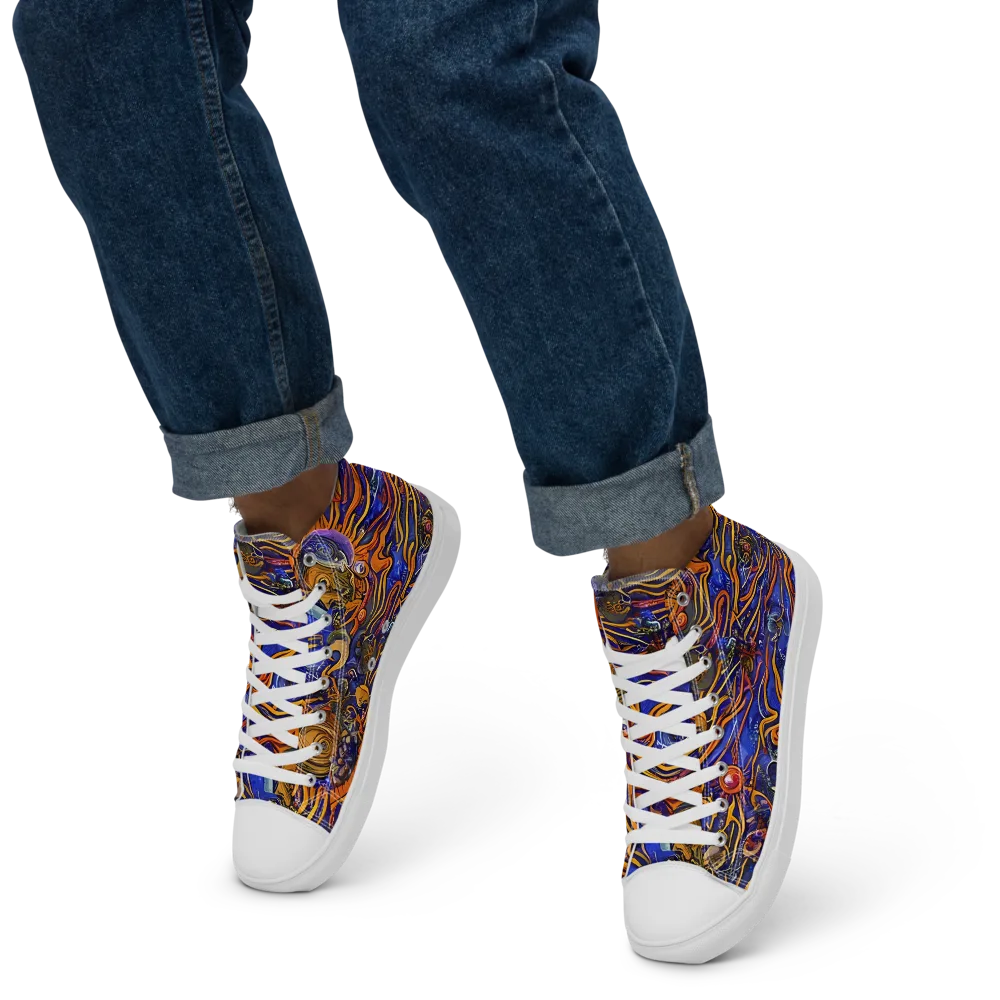 Mantegna Swirl on Men's High Top Canvas Shoes — Left