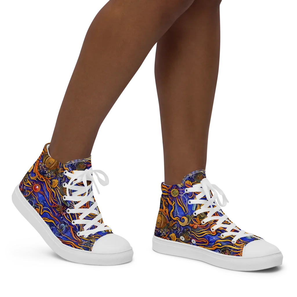 Mantegna Swirl on Women's High Top Canvas Shoes — Right