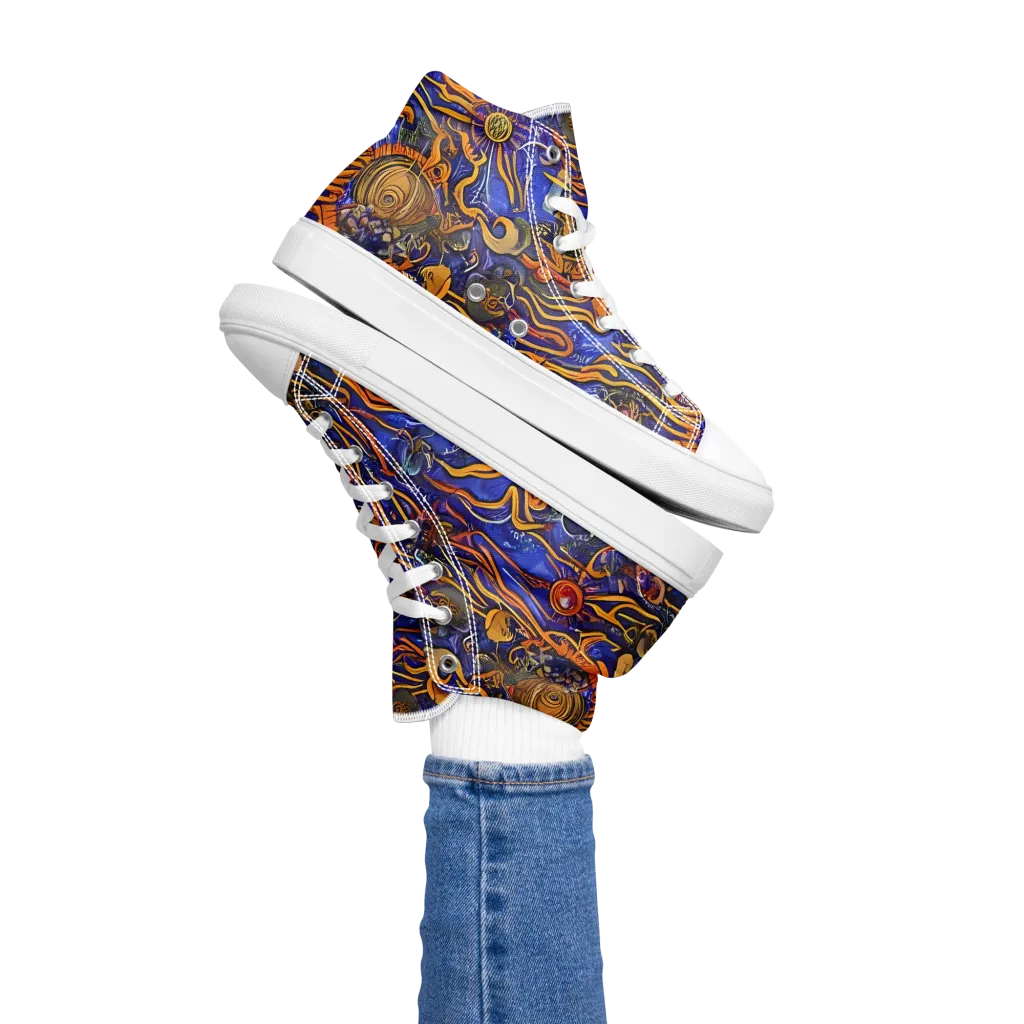 Mantegna Swirl on Women's High Top Canvas Shoes — Left