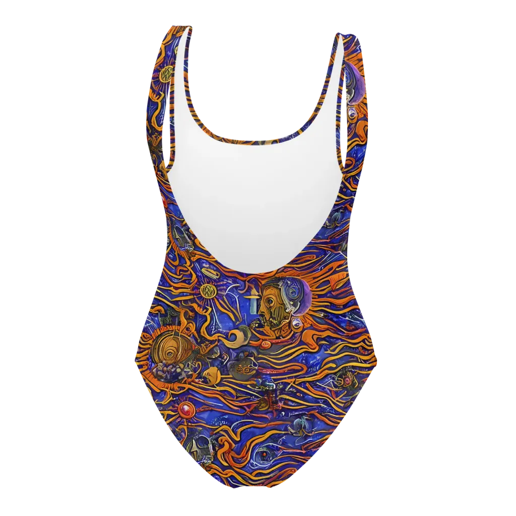 Mantegna Swirl on One-Piece Swimsuit — Back