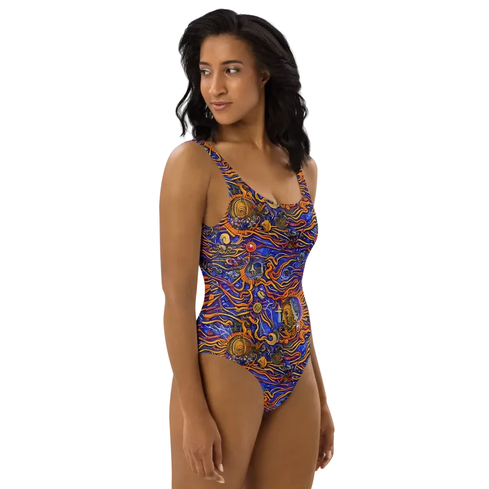 Mantegna Swirl on One-Piece Swimsuit — Right