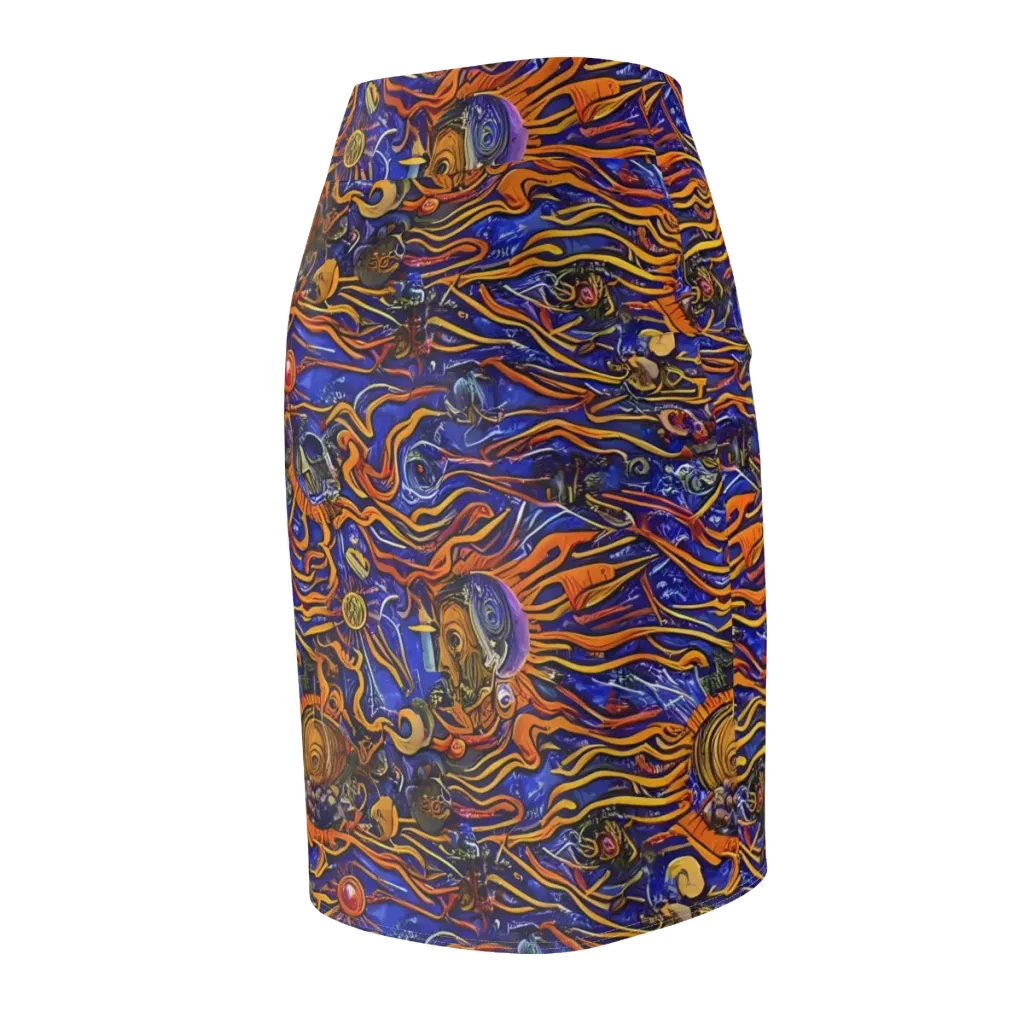 Mantegna Swirl on Pencil Skirt — Back Side