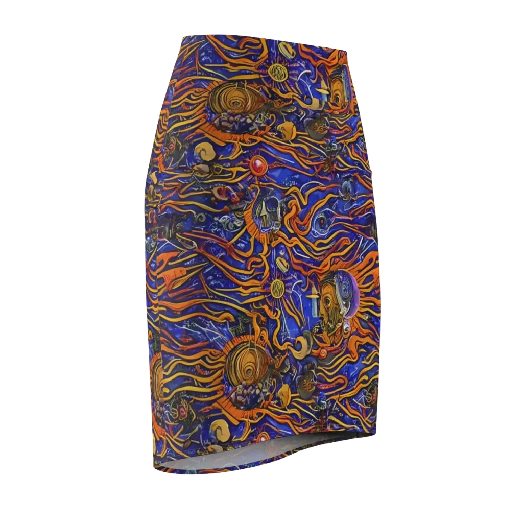 Mantegna Swirl on Pencil Skirt — Front Side