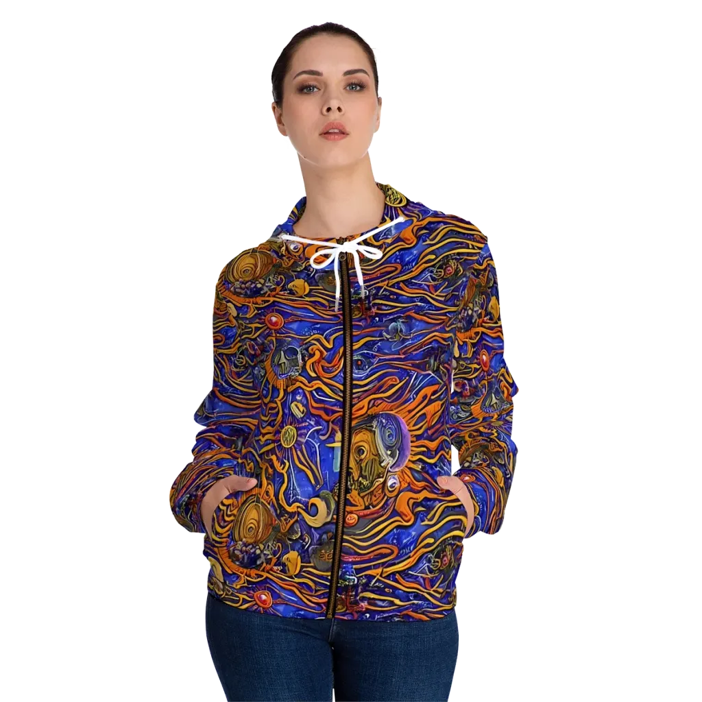 Mantegna Swirl on Women's Full-Zip Hoodie — Front On Person