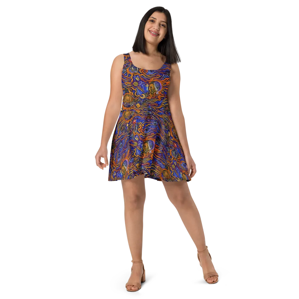 Mantegna Swirl on Skater Dress — Front