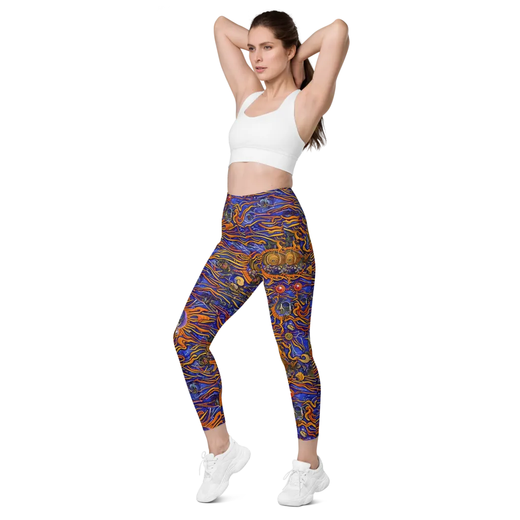 Mantegna Swirl on Leggings with Pockets — Left Front